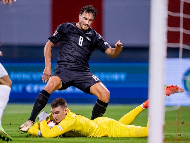 Den sorte tredjetrøje fik debut, da landsholdet sidste onsdag tabte 2-1 i en Nations League-kamp mod Kroatien. Foto: Liselotte Sabroe/Ritzau Scanpix
