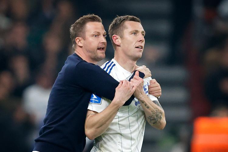 Målscorer Lukas Lerager sikrede FCK's nye cheftræner, Jacob Neestrup, en hårdt tilkæmpet debutsejr.  Foto: Jens Dresling