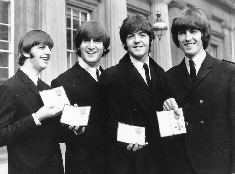 The Beatles ses her i deres velmagtsdage. Fra venstre Ringo Starr, John Lennon, Paul McCartney og George Harrison.  Foto: /Ritzau Scanpix