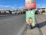 Ulovligt ophængt valgplakat af Ida Auken (S) på Dronning Louises Bro i København. Foto: /Berfin Erdem