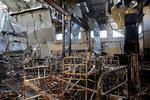 Sådan så krigsfange-fængslet ud efter den brand, der slog så mange af de indsatte ihjel. Årsagen til, at den opstod, skændes Ukraine og besættelseshæren fra Rusland fortsat om. Foto: Alexander Ermochenko/Ritzau Scanpix