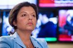 Margarita Simonyan er chef for tv-kanalen RT og anses for at være en af Putins førende propagandister. Men der er alligevel grænser for, hvad hun vil høre på, når der tales om ukrainere. Foto: Alexander Zemlianichenko/Ritzau Scanpix