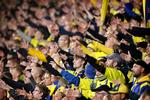 Salget af Brøndby til amerikanske GFH har fået fangrupperingen Alpha til at forlade stemningstribunen. Søndag var det i stedet en helt ny gruppe kaldet Sammen Om Hvor Klub, der fyrede op under tilhængerne. Foto: Jens Dresling