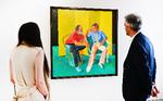 Maleriet 'The Conversation' af den engelske kunstmaler David Hockney blev solgt for 7,8 millioner dollar ved auktionen af Paul Allens kunstsamling. En beskeden sum sammenlignet med nogle af de andre hammerslag på aftenen. Foto: Frederic J. Brown/Ritzau Scanpix