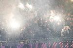 Omkring 30-40 FC Midtjylland-fans lavede optøjer på og uden for stadion, da FCM tabte til Viborg. Foto: Johnny Pedersen/Ritzau Scanpix