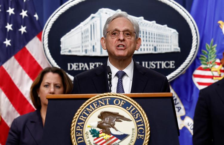 Justitsminister Merrick Garland har sat navn på den særlige anklager, der skal håndtere undersøgelsen af sagen mod Donald Trump.  Foto: Evelyn Hockstein/Ritzau Scanpix