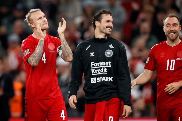 VM i Qatar er slutrunde nummer 5, 3 og 5 for Simon Kjær, Thomas Delaney og Christian Eriksen.   Foto: Jens Dresling