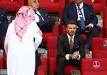 David Beckham er lige nu i Qatar som officiel VM-ambassadør. Her overværer han Englands kamp mod Iran.    Foto: Hannah Mckay/Ritzau Scanpix