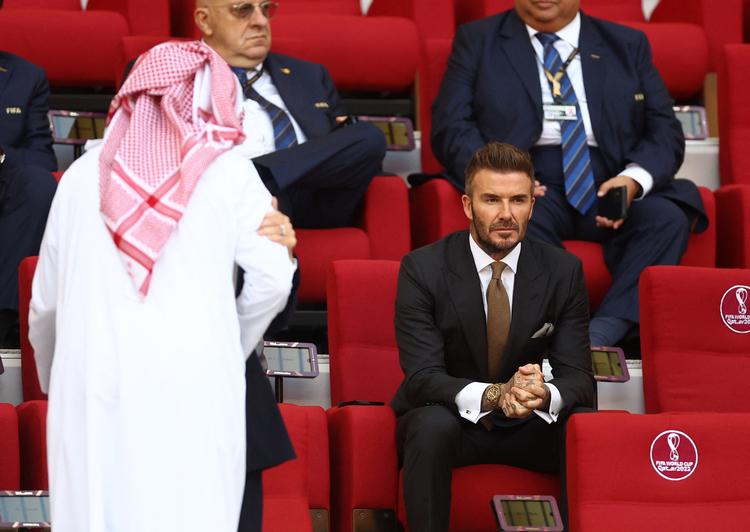 David Beckham er lige nu i Qatar som officiel VM-ambassadør. Her overværer han Englands kamp mod Iran.    Foto: Hannah Mckay/Ritzau Scanpix
