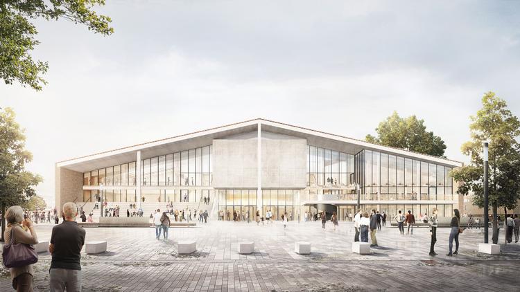 Det kommende museum for moderne kunst i Berlin, som er tegnet af arkitekterne Herzog og de Meuron. Tegnestuen står blandt andet også bag philharmonien i Hamburg og Tate Modern i London.   Foto: Courtesy Herzog & De Meuron
