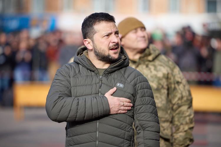 Præsident Zelenskyj under et besøg i Kherson. Foto: Presidential Office of Ukraine/Ritzau Scanpix