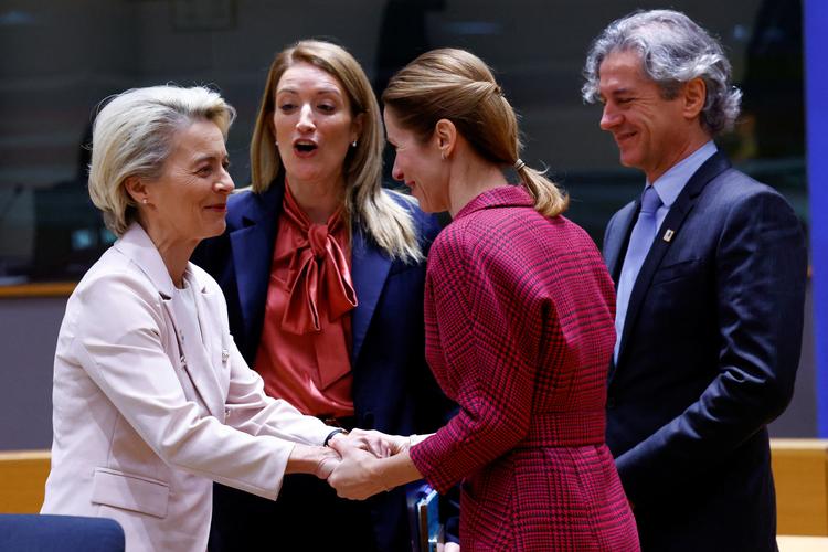 Mens EU's regeringschefer mødtes i Bruxelles, blev medlemslandenes ambassadører enige om den niende sanktionspakke mod Rusland. Foto: Yves Herman/Ritzau Scanpix