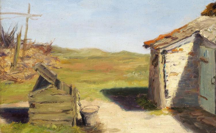 Anna Sophie Petersen, Landskabsstudie. Brønd ved fiskerhus. Skagen. Ejer ubekendt. 
Mange af periodens kvindelige kunstnere kastede sig over landskabsmaleriet på trods af tidens forestilling om, at kvinder overvejende malede blomster og de nære motiver med interiører og børn. Udlånt af Bruun-Rasmussen.
 