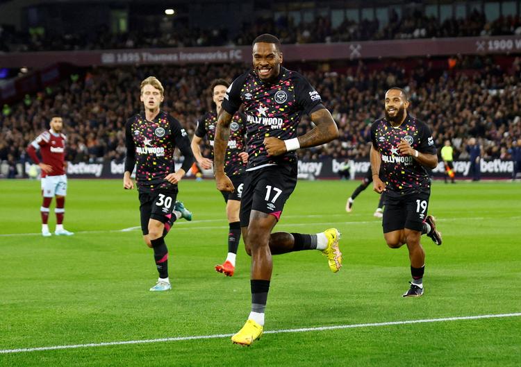 Ivan Toney var været skarp foran mål i denne sæson. Her har han scoret i Premier League-kampen mod West Ham. Foto: Andrew Boyers/Ritzau Scanpix