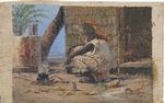 Kvinde i Vestindien for en pibe tobak uden for sit hjem. Maleriet formodes at være fra 1881. 