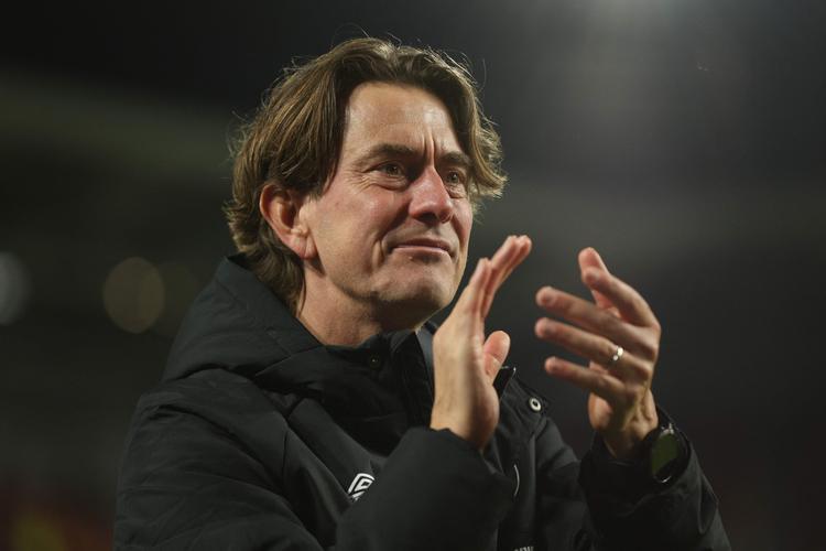 Thomas Frank har været cheftræner i Brentford siden 2018, hvor han blev forfremmet fra sin rolle som assistenttræner, som han havde haft siden 2016. Foto: Adrian Dennis/Ritzau Scanpix