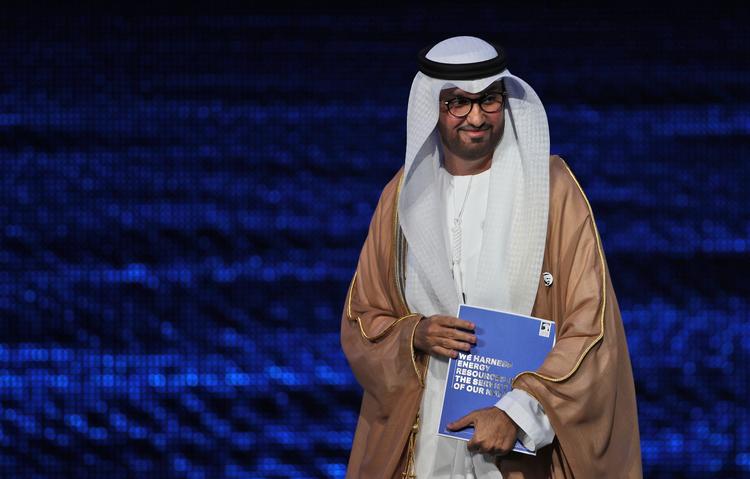 Sultan Ahmed al-Jaber, the Emirati minister of state and the CEO of Abu Dhabi's state-run Abu Dhabi National Oil Co., ADNOC, leaves the podium after he made his speech at the opening ceremony of the Abu Dhabi International Petroluem Exhibition &amp; Conference, ADIPEC, in Abu Dhabi, United Arab Emirates. (AP Photo/Kamran Jebreili) Foto: Kamran Jebreili/Ritzau Scanpix