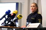 Politichef Hanna Paradis adresserer volden i Stockholm, 20. januar 2023.  Foto: Jessica Gow/tt/Ritzau Scanpix