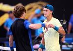 Andrey Rublev trak det længste strå efter et drama mod Holger Rune. Russeren kan nu se frem til serbiske Novak Djokovic eller hjemmebanehåbet Alex de Minaur.  Foto: Carl Recine/Ritzau Scanpix