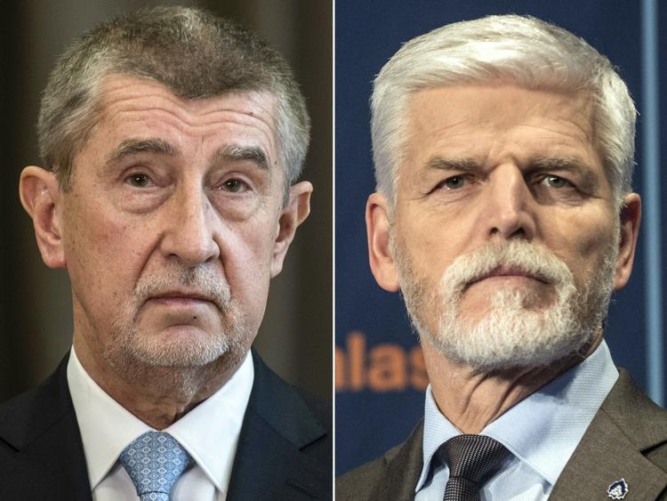 De to kandidater til præsidentposten i Tjekkiet. Til venstre tidligere ministerpræsident Andrej Babis. Til højre tidligere topgeneral Petr Pavel.  Foto: Michal Cizek/Ritzau Scanpix