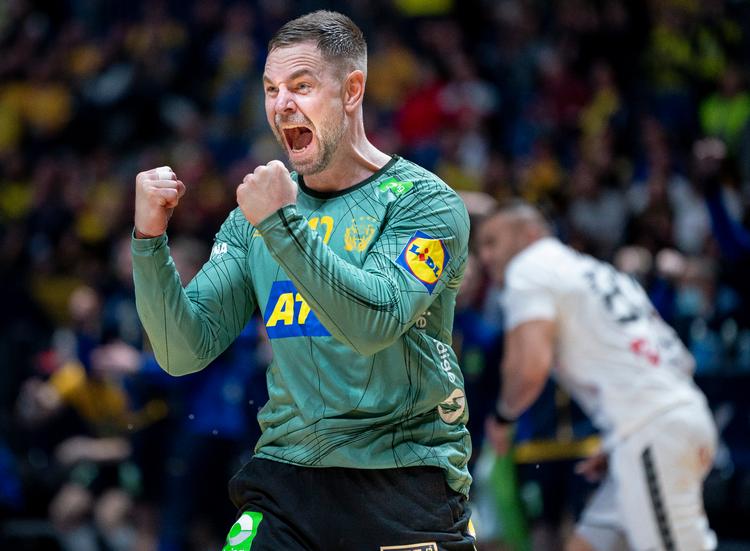 En god periode i 1. halvleg af den svenske målmand Andreas Palicka var stærkt medvirkende til, at Sverige besejrede Egypten og fortsat kan drømme om VM-succes.  Foto: Liselotte Sabroe/Ritzau Scanpix