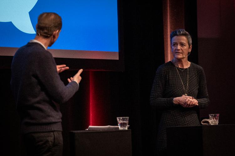 Margrethe Vestager kritiserede vores fokus på billig russisk gas, da Christian Jensen interviewede hende i Pressen. Foto: Christian Falck Wolff