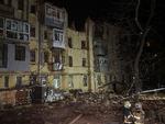 Sådan så ejendommen i Kharkiv ud efter det russiske missil. Foto: Stringer/Ritzau Scanpix