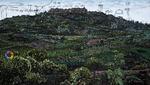Det enorme maleri 'Italienisches Reise' fra 2017-18 cirkulerer omkring den tyske digter Goethe og hans rejseessay om hans spontane tur til Italien fra 1786 to 1788. Billedet, som tilsyneladende ligner et landskab er proppet med referencer.  Foto: Vestre Landsret