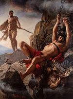 Sådan ser det ud, som det hænger på SMK. Nyrestaureret og netop hængt op.  Foto: Carl Bloch, Prometheus’ befrielse, 1864, The Hellenic Ministry of Culture and Sports, Foto: Jakob Skou-Hansen/SMK
