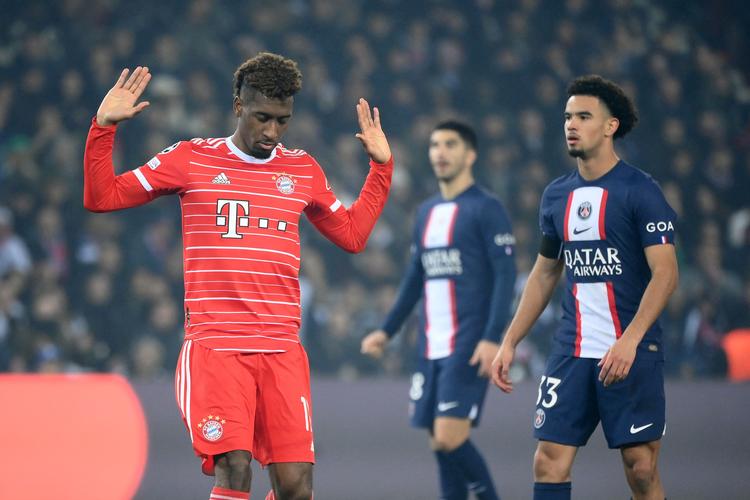 Kingsley Coman undlod at juble, da han scorede Bayern Münchens sejrsmål mod sin tidligere klub. Foto: Franck Fife/Ritzau Scanpix