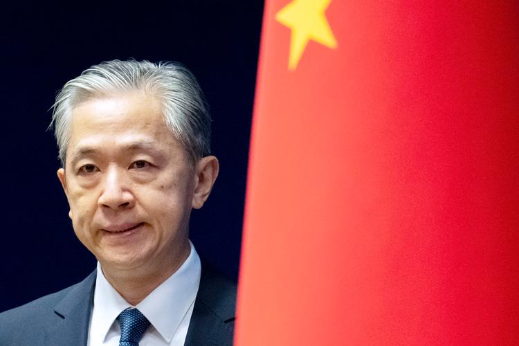 Talsmand for det kinesiske udenrigsministerium Wang Wenbin fotograferet ved et tidligere pressemøde.  Foto: /Ritzau Scanpix