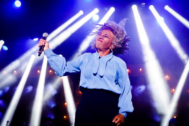 Maria Bramsen,  der optræder med Ray Dee Ohh,  Smukfest 2019. Hun fylder 60 år i dag. Foto: Per Lange // Fast Freelance EB