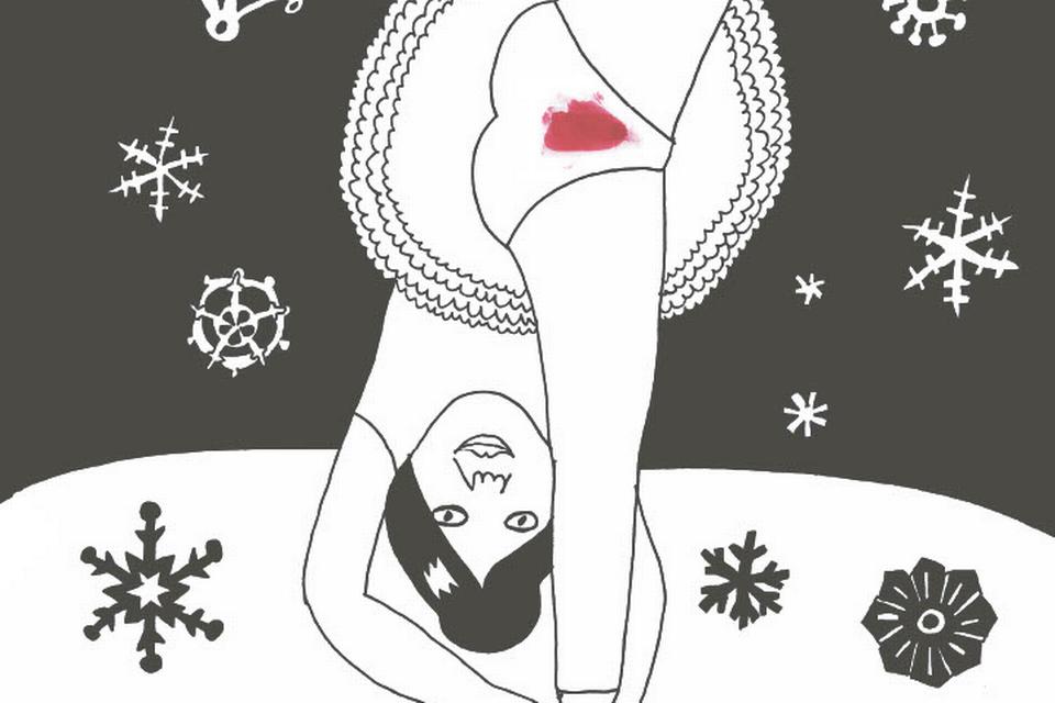 Jessica Hallbäck: »Den er jeg meget glad for, for den blev først sat op i Stockholms undergrundstog og vakte meget opmærksomhed, for folk syntes, det var nederen at menstruation på vej til arbejde. Den vakte stor debat i Sverige«. Foto: 'Isprinsessa', 2013. Liv Strömquist.