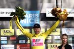 Efter Ole Ritter i 1970 og Mads Pedersen i dag er Magnus Cort den tredje dansker i den gule trøje i Paris-Nice, og lige som sine forgængere er det forventeligt, at Cort kun får en enkelt dag som løbets førende. Foto: Anne-christine Poujoulat/Ritzau Scanpix