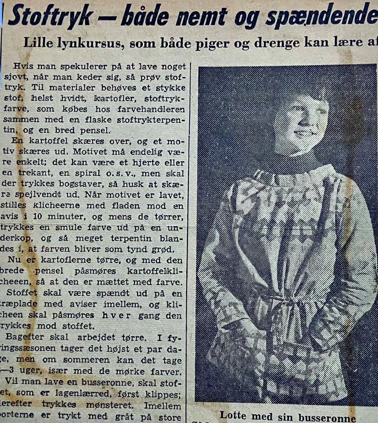 Kartoffeltryk for piger og drenge.  Lotte Thrane viser vejen til en topmoderne busseronne. Foto: Lotte Thrane