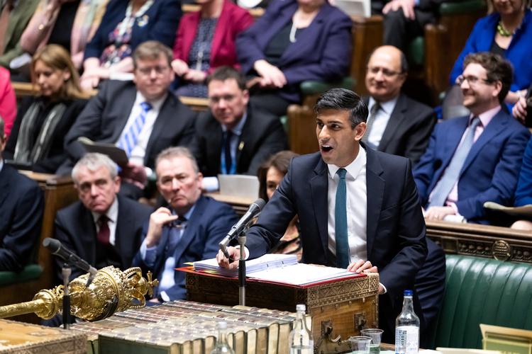 Onsdag præsenterede Rishi Sunak sin første finanslov som premierminister.  Foto: Uk Parliament/andy Bailey/Ritzau Scanpix