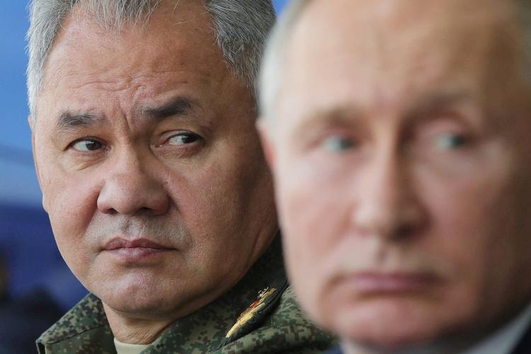 Ruslands forsvarsminister, Sergej Shoigu, fotograferet sammen med Vladimir Putin ved en tidligere lejlighed.  Foto: Sputnik/Ritzau Scanpix