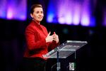 Statsminister Mette Frederiksen havde store ord med til danskerne ved Kommunalpolitisk Topmøde i Aalborg, mener Politikens politiske analytiker Elisabet Svane. Foto: Bo Amstrup/Ritzau Scanpix