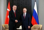 Ruslands præsident, Vladimir Putin, mødtes med Tyrkiets præsident, Recep Tayyip Erdogan, i september i Usbekistan. Nu skal de måske mødes igen på tyrkisk grund. Foto: Sputnik/Ritzau Scanpix