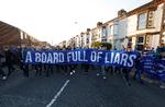 En del af Evertons fans er meget utilfredse med klubbens ledelse, hvilket de gjorde klart, da klubben for nylig tog imod Tottenham. Foto: Jason Cairnduff/Ritzau Scanpix