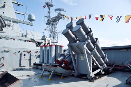 Danske Harpoon-missiler fotograferet om bord på krigsskibet 'Absalon' i 2019. Foto: Tariq Mikkel Khan