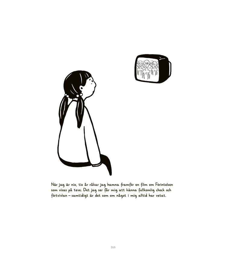 Det meste af teksten forløber helt uden for​ tegningerne, der​ reduceres til illustrative vignetter. 