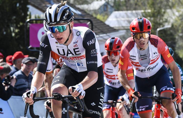 Tadej Pogacar på sin vej til sejren i årets 'Fleche Wallonne'. Foto: Goyvaerts/Ritzau Scanpix