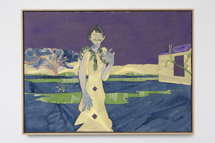 Der er ingen titler på Kaspar Oppen Samuelsens kollager på lærred. Så det er på en måde hans egne eventyr, ikke Tusinde og én Nats Eventyr, han illustrerer.   