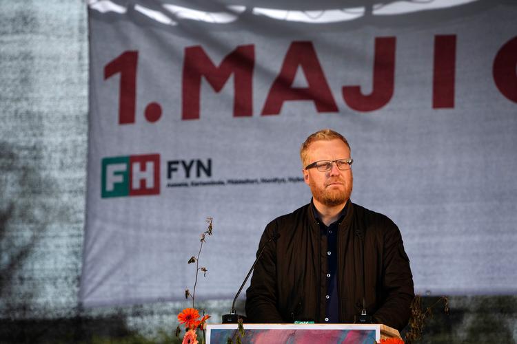 FH's fungerende formand, Morten Skov Christensen, holdt tale i Odense i dag. Foto: Martin Lehmann