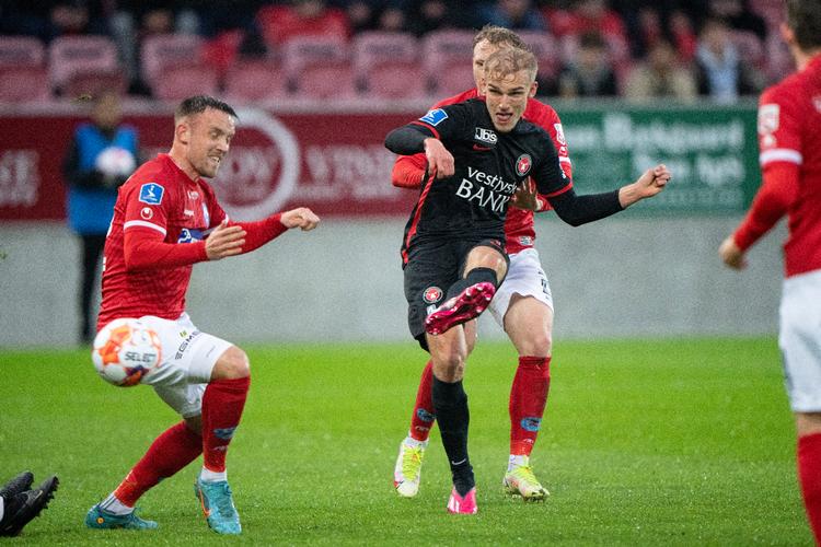 Gustav Isaksen var dagens mand hos FC Midtjylland med to mål.  Foto: Bo Amstrup/Ritzau Scanpix