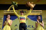 Greg Van Avermaet i 2018, hvor han iklædte sig den gule trøje i Tour de France efter 10. etape.  Foto: Philippe Lopez/Ritzau Scanpix