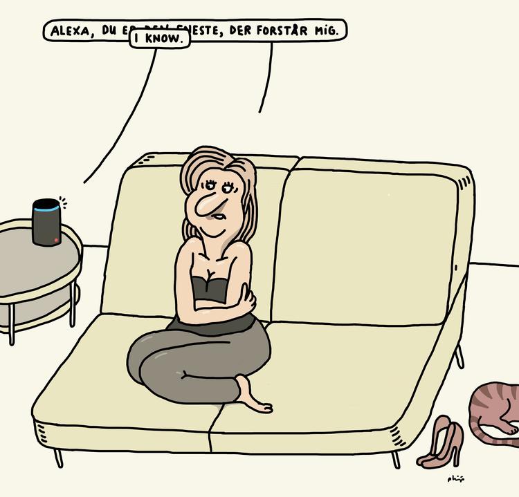 Den teknologiske udvikling er ikke kun fascinerende. Den er også skræmmende, skriver Freja Bøgh Lassen i denne signatur.  Arkivtegning  Philip Ytournel