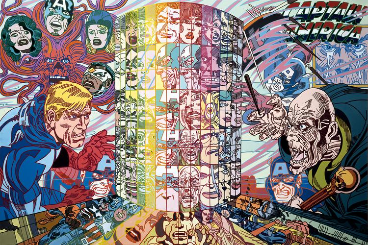 Errós maleri 'Captain America' fra 1988 åbner udstillingen på Aros.  Foto: Reykjavík Kunstmuseum