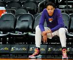 Brittany Griner forventes snart tilbage i kamp. Her er hun fotograferet forud for en træningskamp forleden.  Foto: Patrick Breen/Ritzau Scanpix